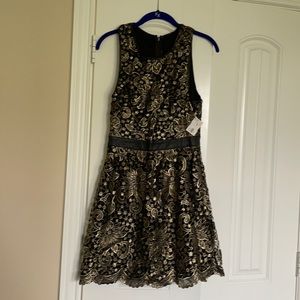 Black and Gold floral cut out dress